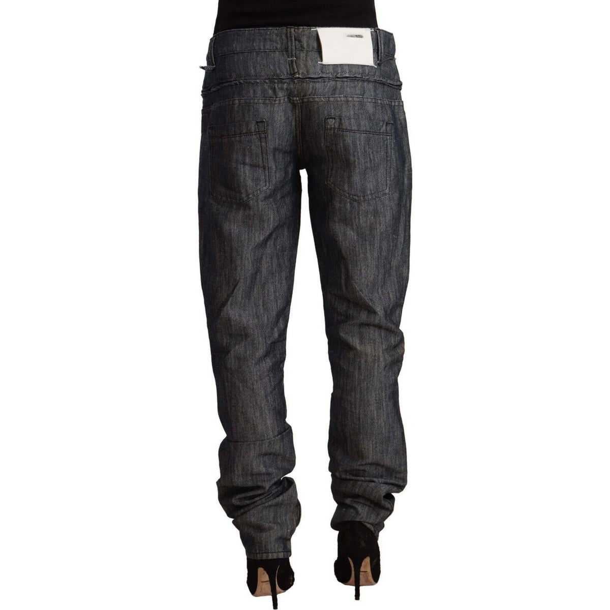 Acht Dark Gray Ramie Mid Wide Waist Straight Denim Jeans