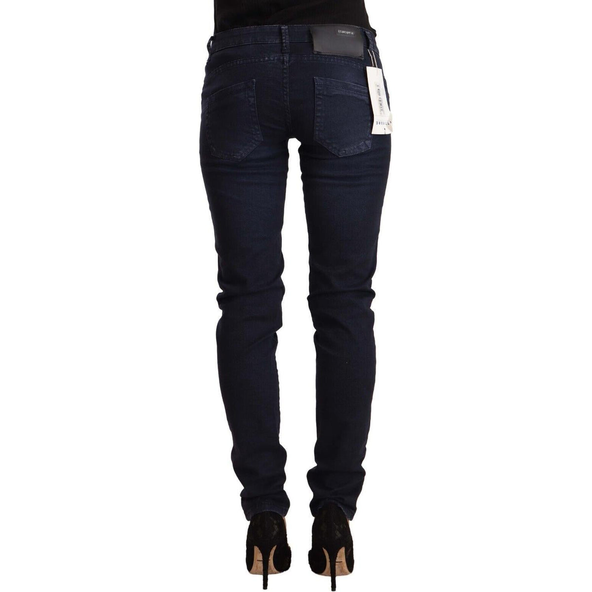 Acht Blue Washed Cotton Low Waist Slim Fit Denim Jeans