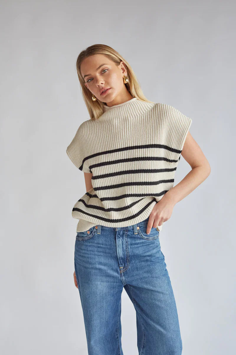 Amari Mock Neck Sleeveless Sweater Top