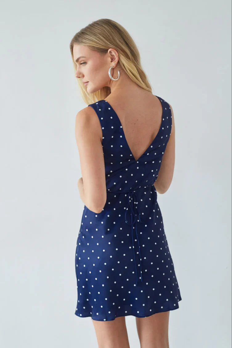 Annie Polka Dot Satin Mini Dress