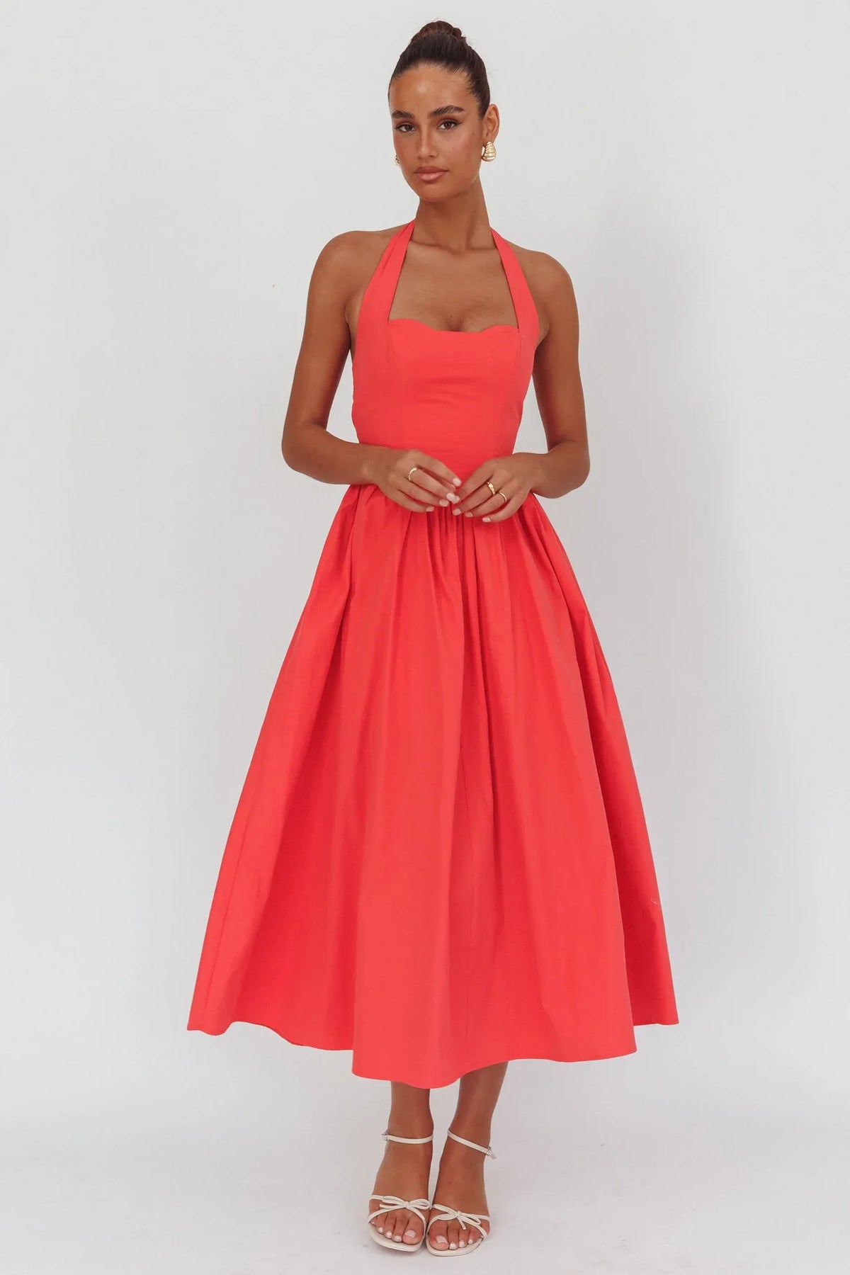 Get My Attention Halterneck Maxi Dress Red