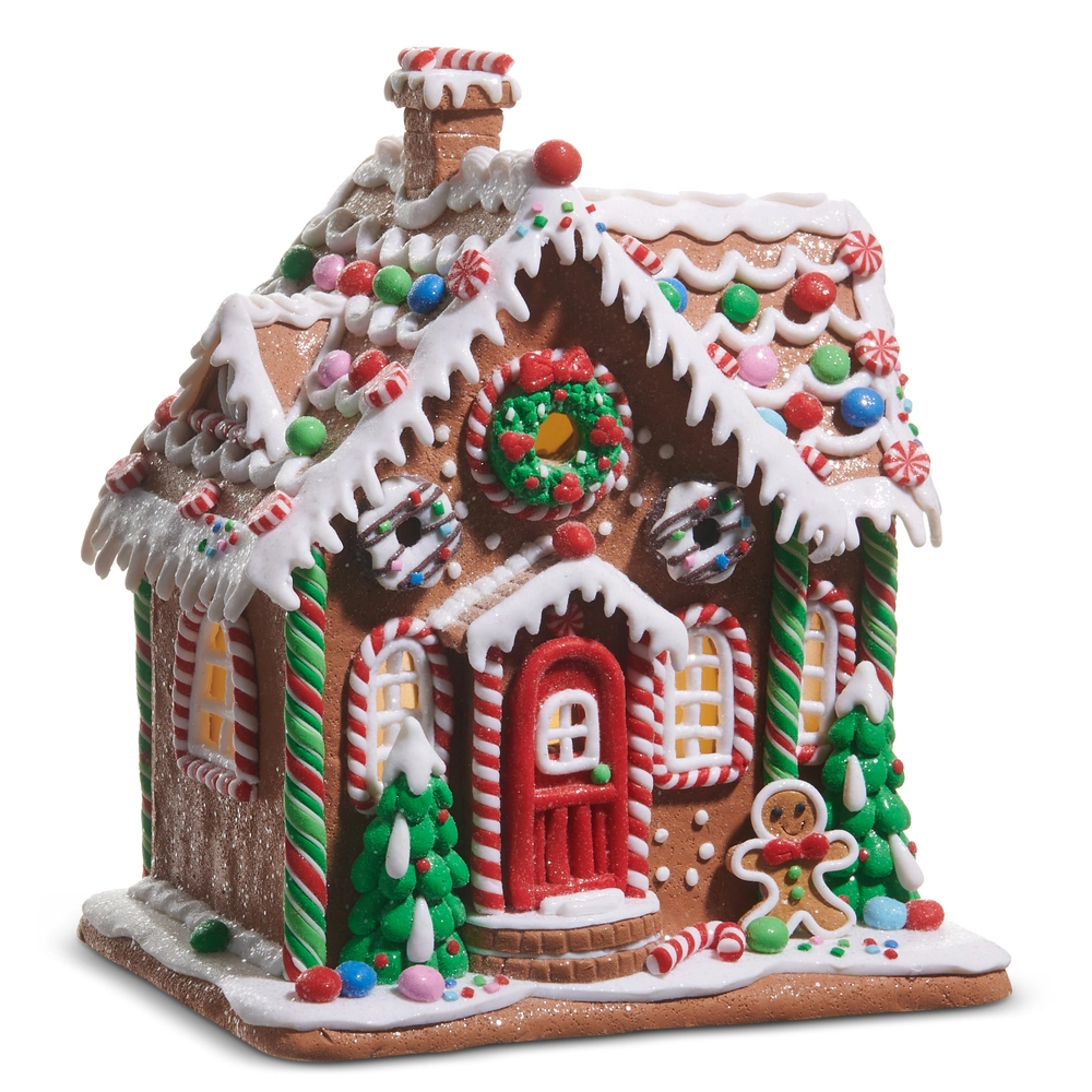 10” lighted gingerbread house