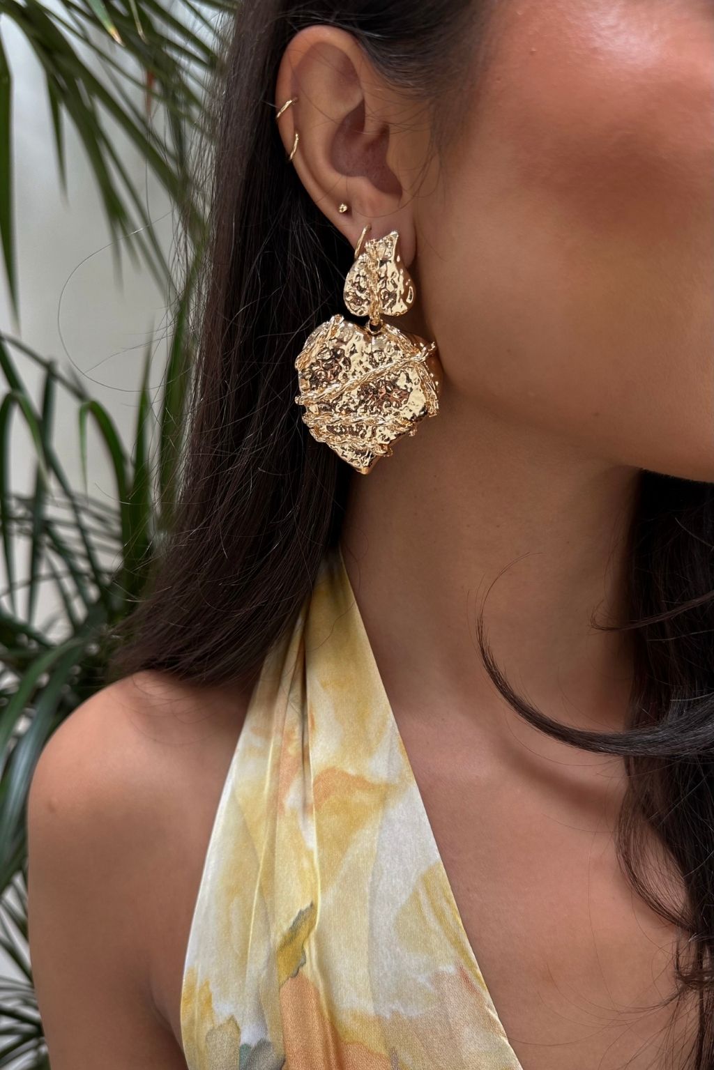 Aurora Textured Gold Heart Earrings