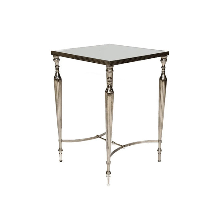 Antoinette Square Nickel Mirror Top Side Table