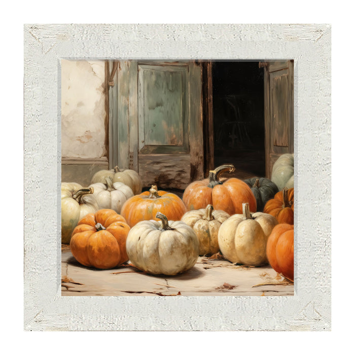 Pumpkins in a doorway