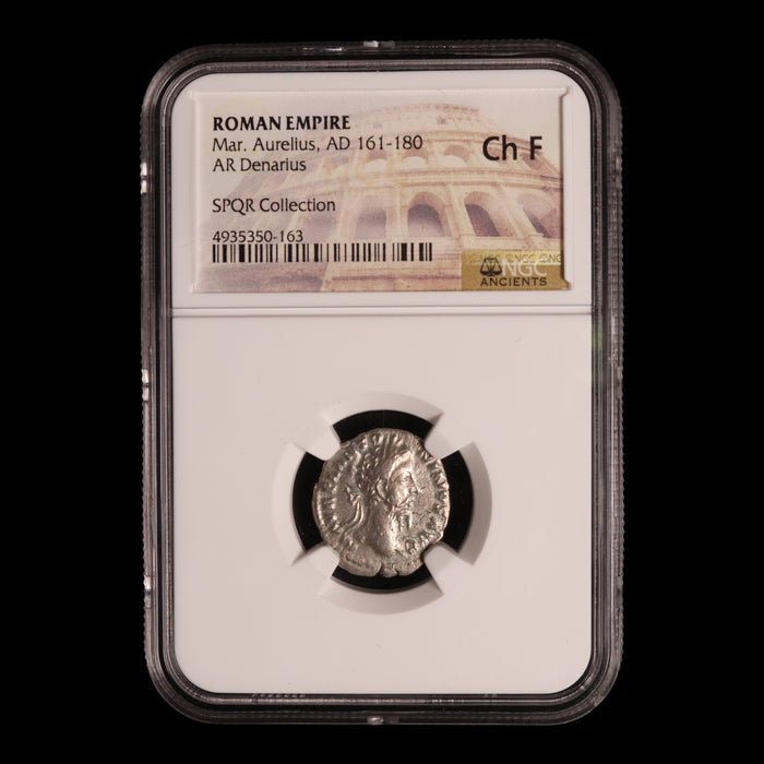 Rome, Emperor Marcus Aurelius, AR Denarius, Mars (God of War) - 177 to 178 CE - NGC Certified