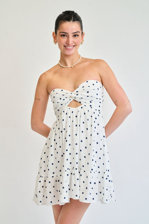 Summer Breeze Dress in Navy Polka Dot