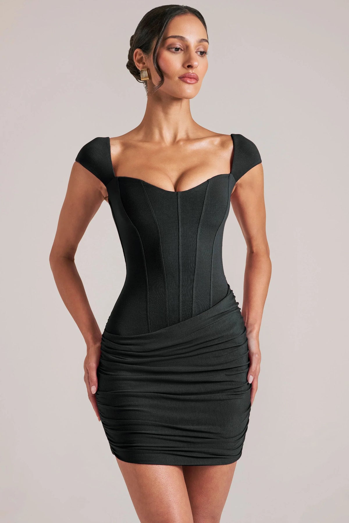 Sweetheart Neckline Mini Dress in Black