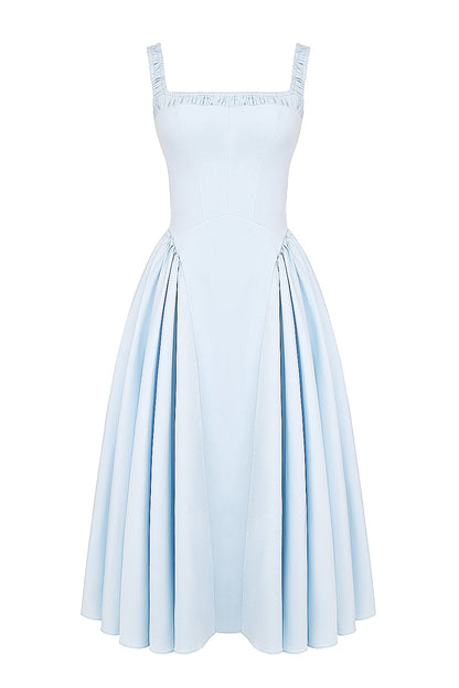 italian azure cotton midi sundress