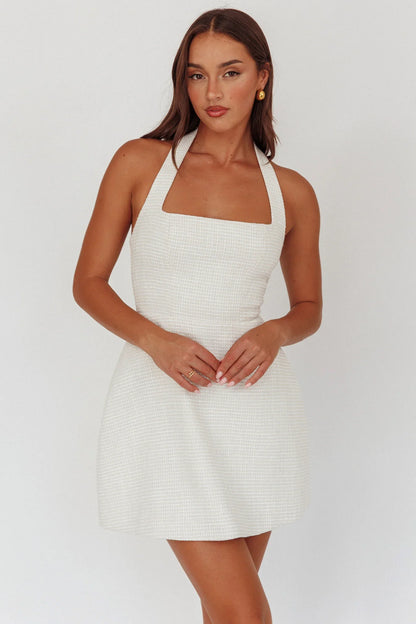 Hendrix Halterneck A-Line Mini Dress Cream