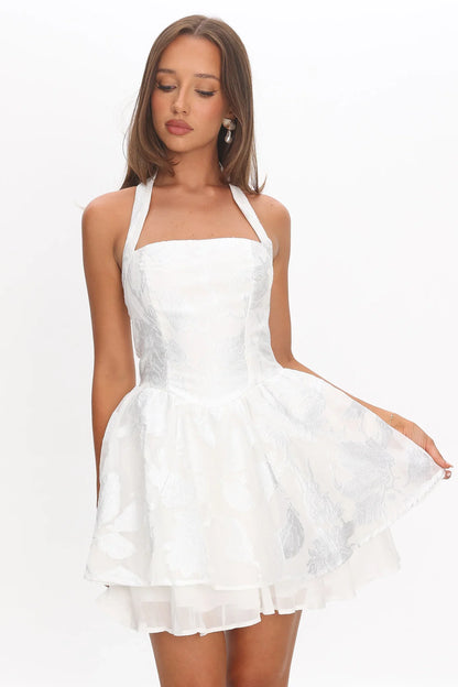 Lusting Halter A-Line Mini Dress White