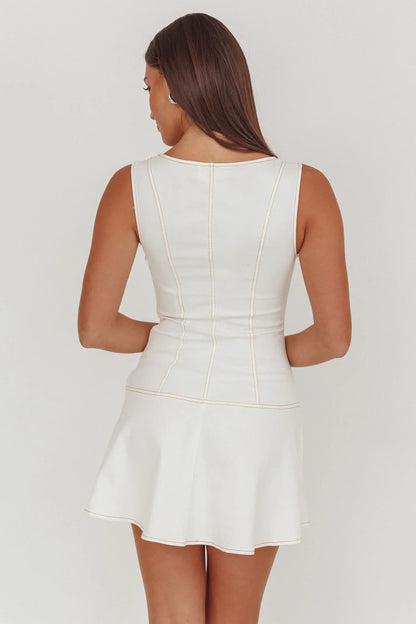 Big Plans Button Front Mini Dress White