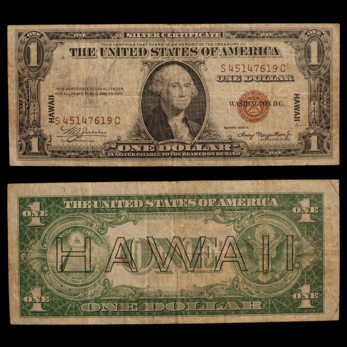$1 U.S. Silver Certificate, Hawaii Overprint Note - 1942 to 1944 - World War II