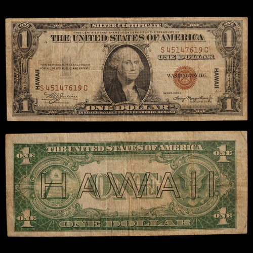 $1 U.S. Silver Certificate, Hawaii Overprint Note - 1942 to 1944 - World War II