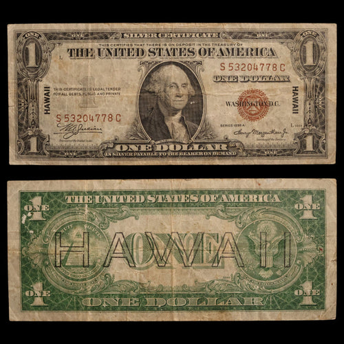 $1 U.S. Silver Certificate, Hawaii Overprint Note - 1942 to 1944 - World War II