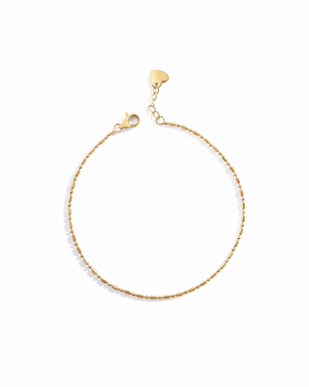 14K Solid Gold Bar Station Chain Bracelet