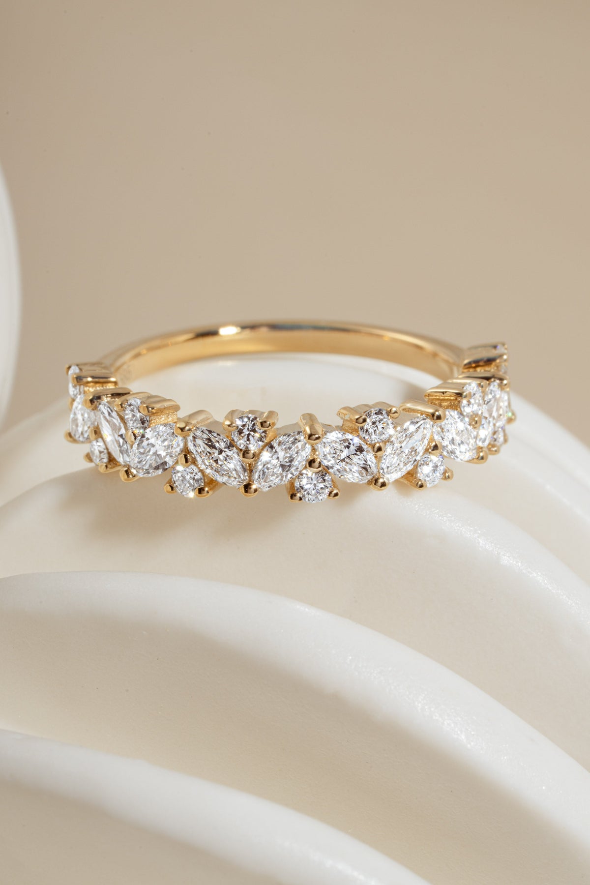 14K Solid Gold Multi Stone Lab Grown Diamond Ring