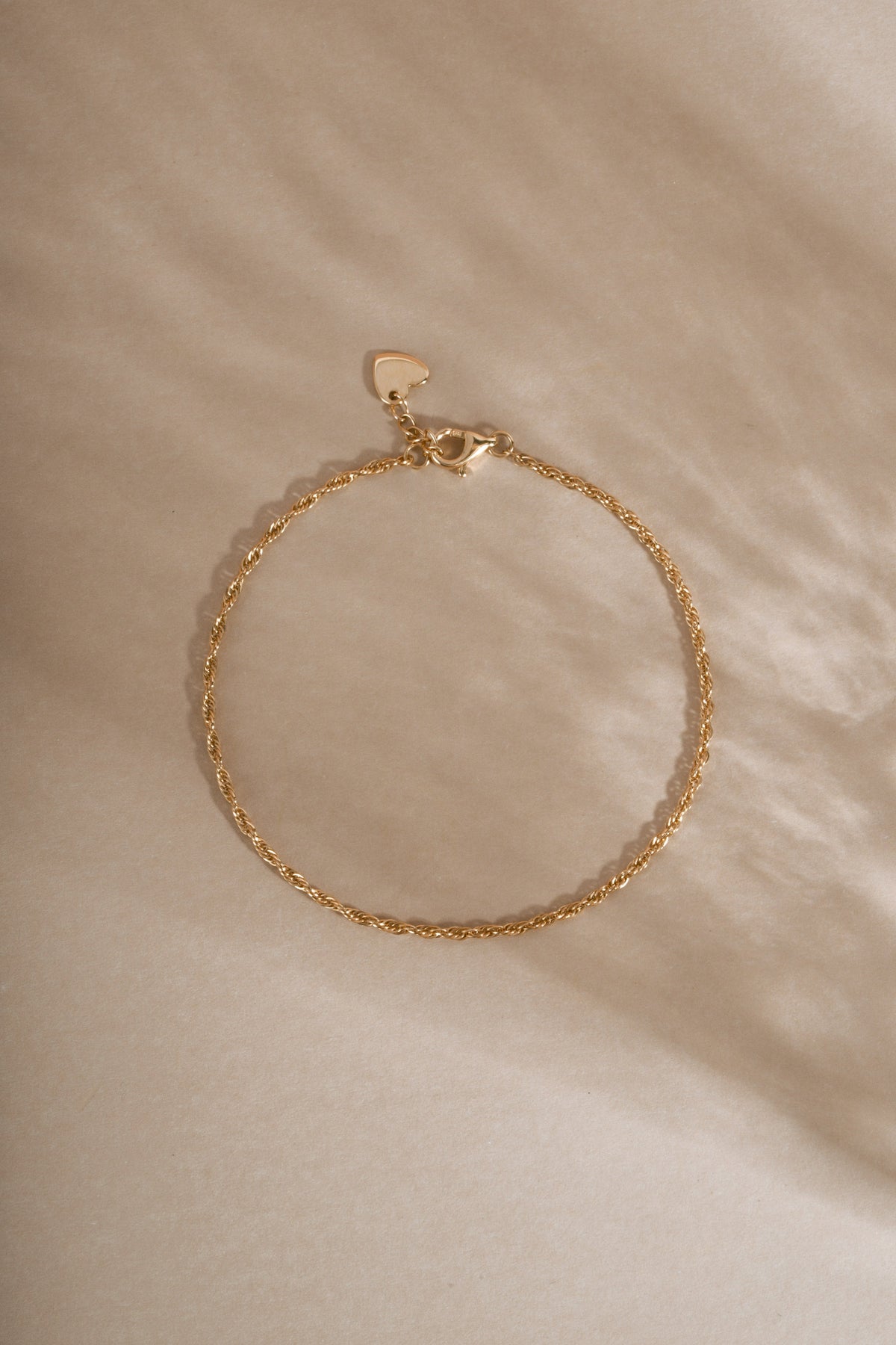 14K Solid Gold Twisted Rope Chain Bracelet