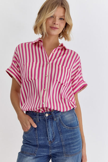 Candy Stripe Button Down Shirt