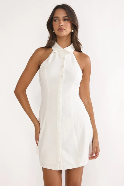Esmarie Collared Mini Dress White