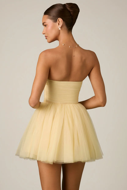 Tulle Corset Mini Dress in Yellow