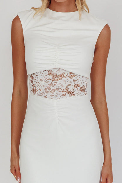 Solara Lace Waist Maxi Dress White