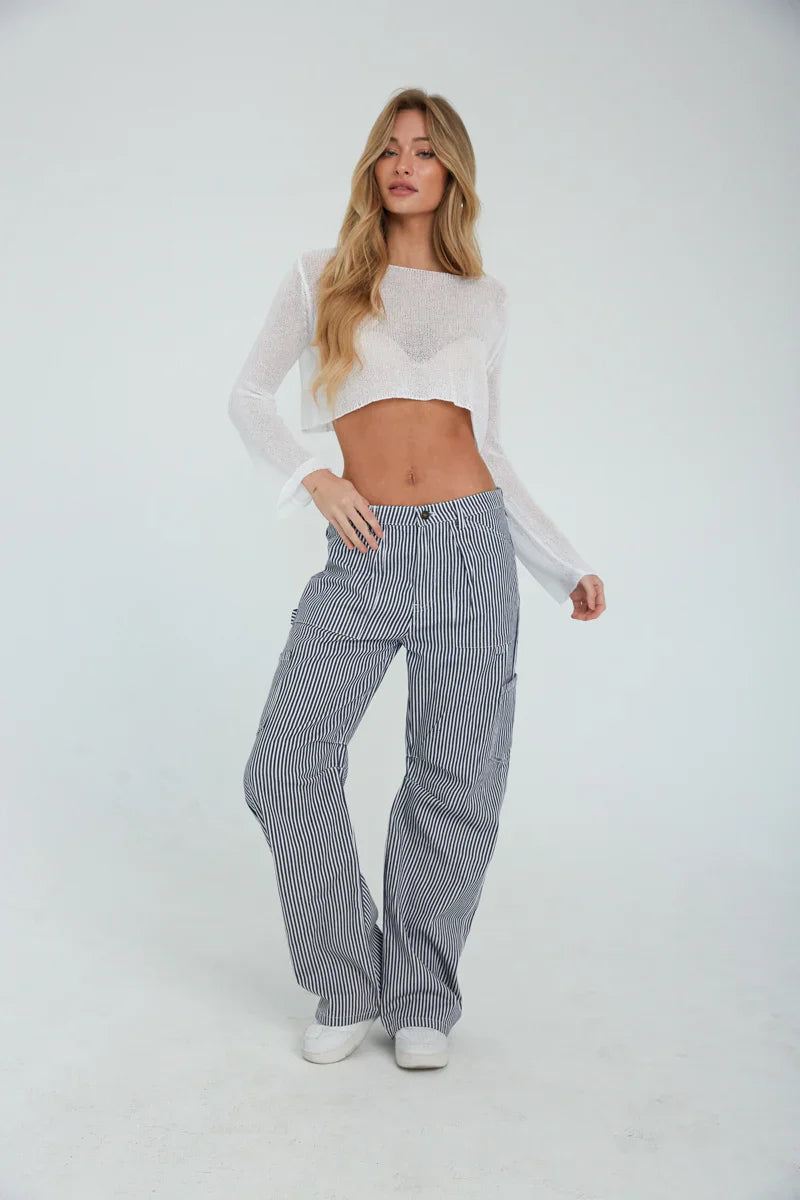 Hollie Cropped Long Sleeve Knit Top