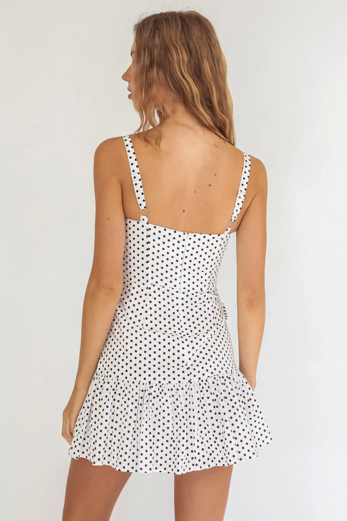 Rachelle Tied Bust Ruched Mini Dress Spotted White/Navy
