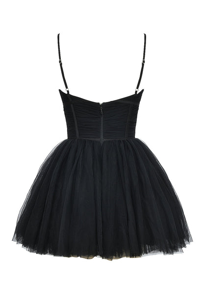 black tulle mini dress - sale