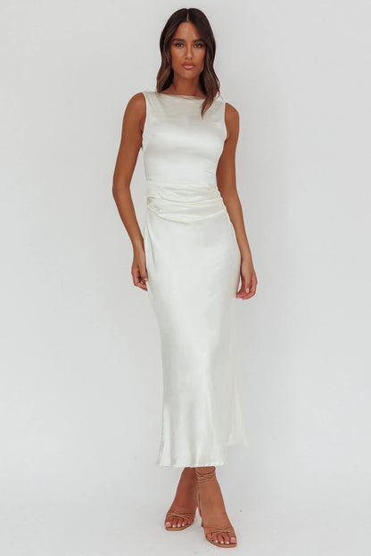 Helsi Pearl Back Midi Dress White