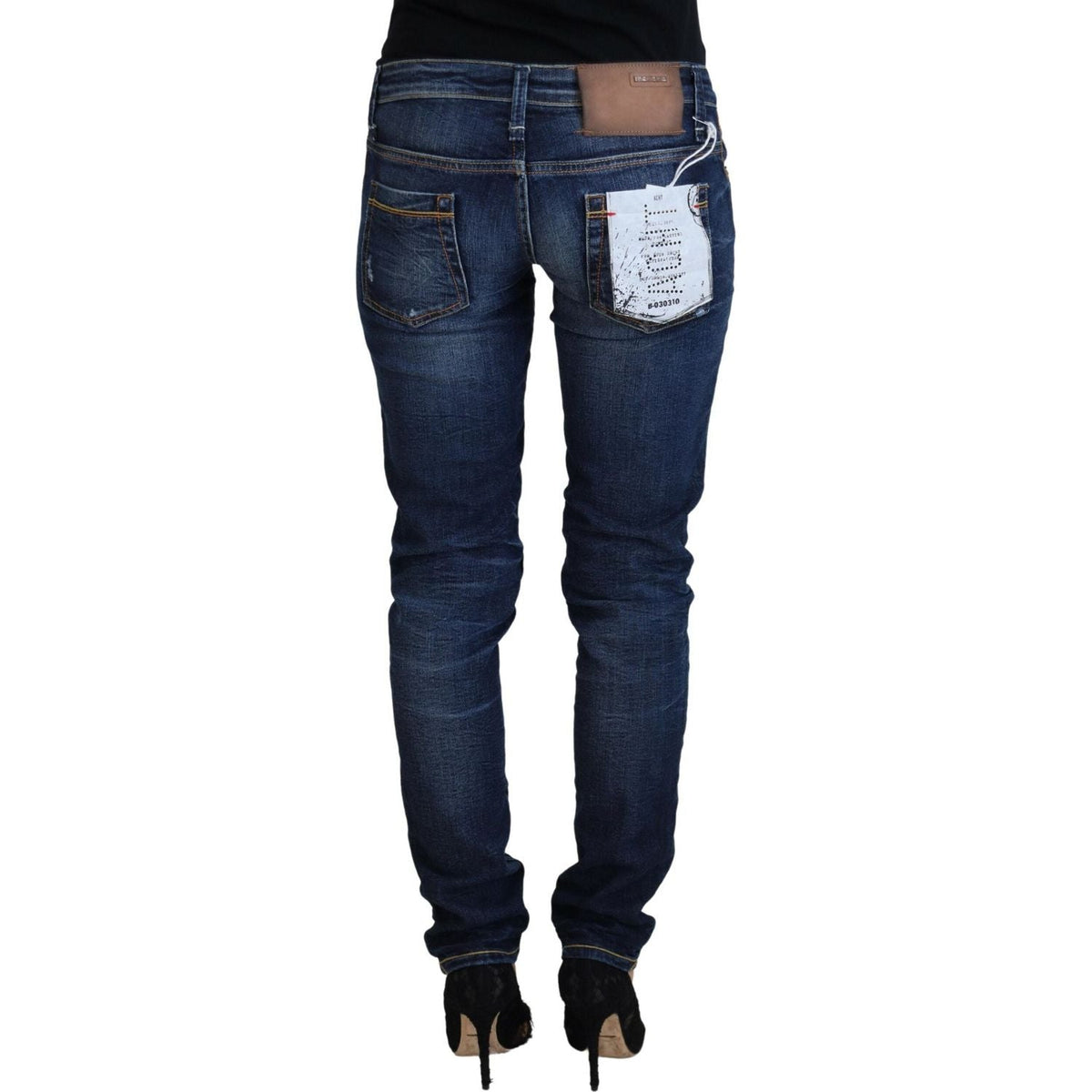 Acht Blue Washed Cotton Low Waist Women Casual  Jeans