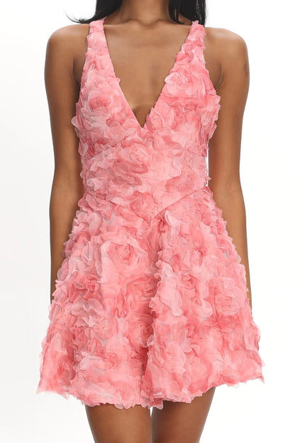 Lavalle Criss-Cross Embellished Mini Dress Pink