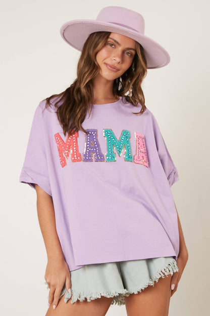 'Mama' Rhinestoned Embroidery Top