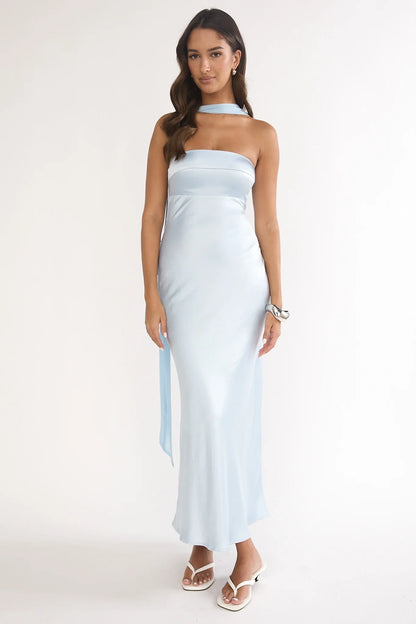 Lior Detachable Shoulder Maxi Dress Blue