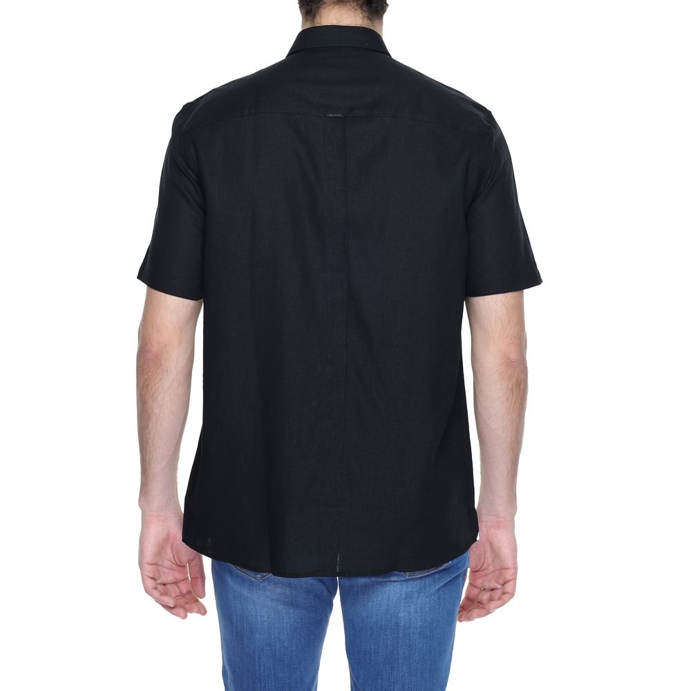 Antony Morato Black Linen Shortsleeve Shirt