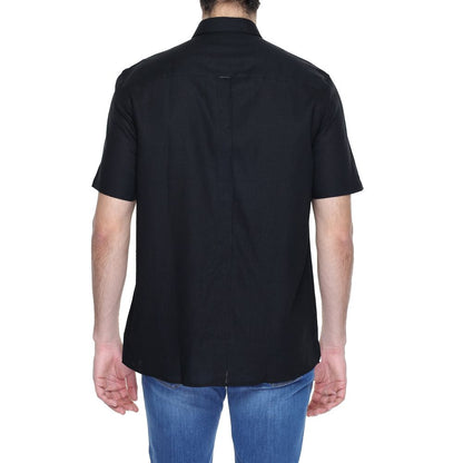 Antony Morato Black Linen Shortsleeve Shirt