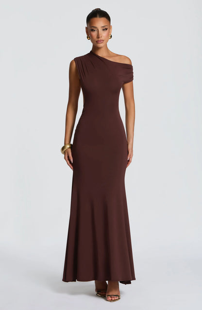 Fiora Maxi Dress - Plum Brown