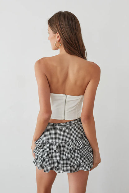 Pearl Ruffle Gingham Skort