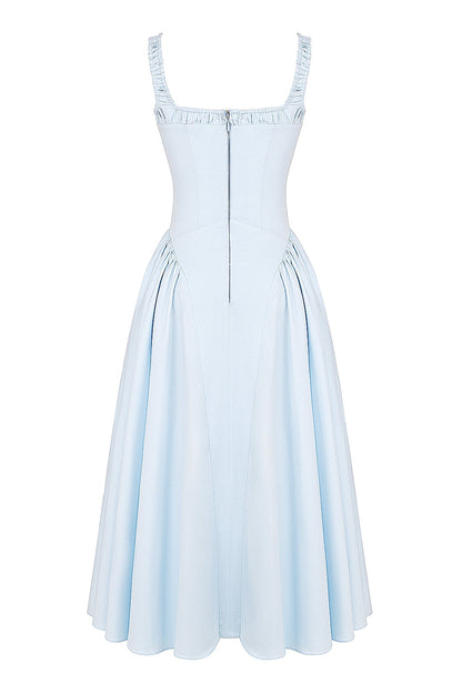 italian azure cotton midi sundress
