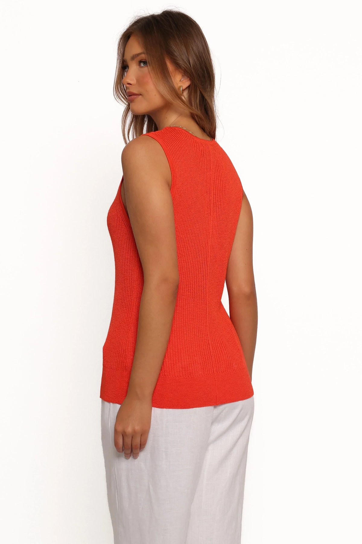 Parma Knit Vest Top - Blood Orange