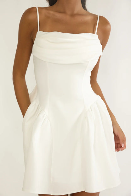 Wilder Oversized Back Bow Mini Dress White