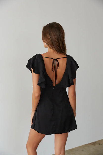 Junie Open Back Flutter Sleeve Mini Dress