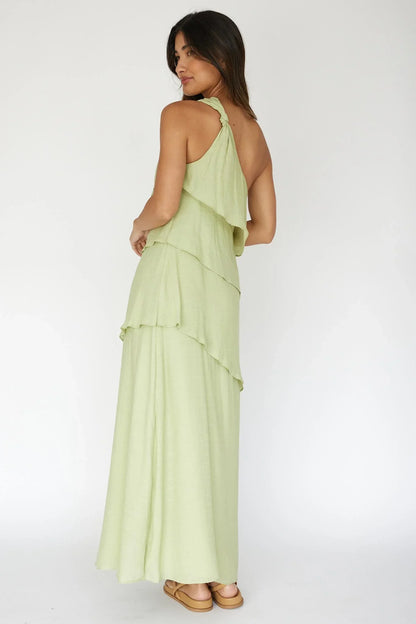 Delwyn One-Shoulder Maxi Dress Sage