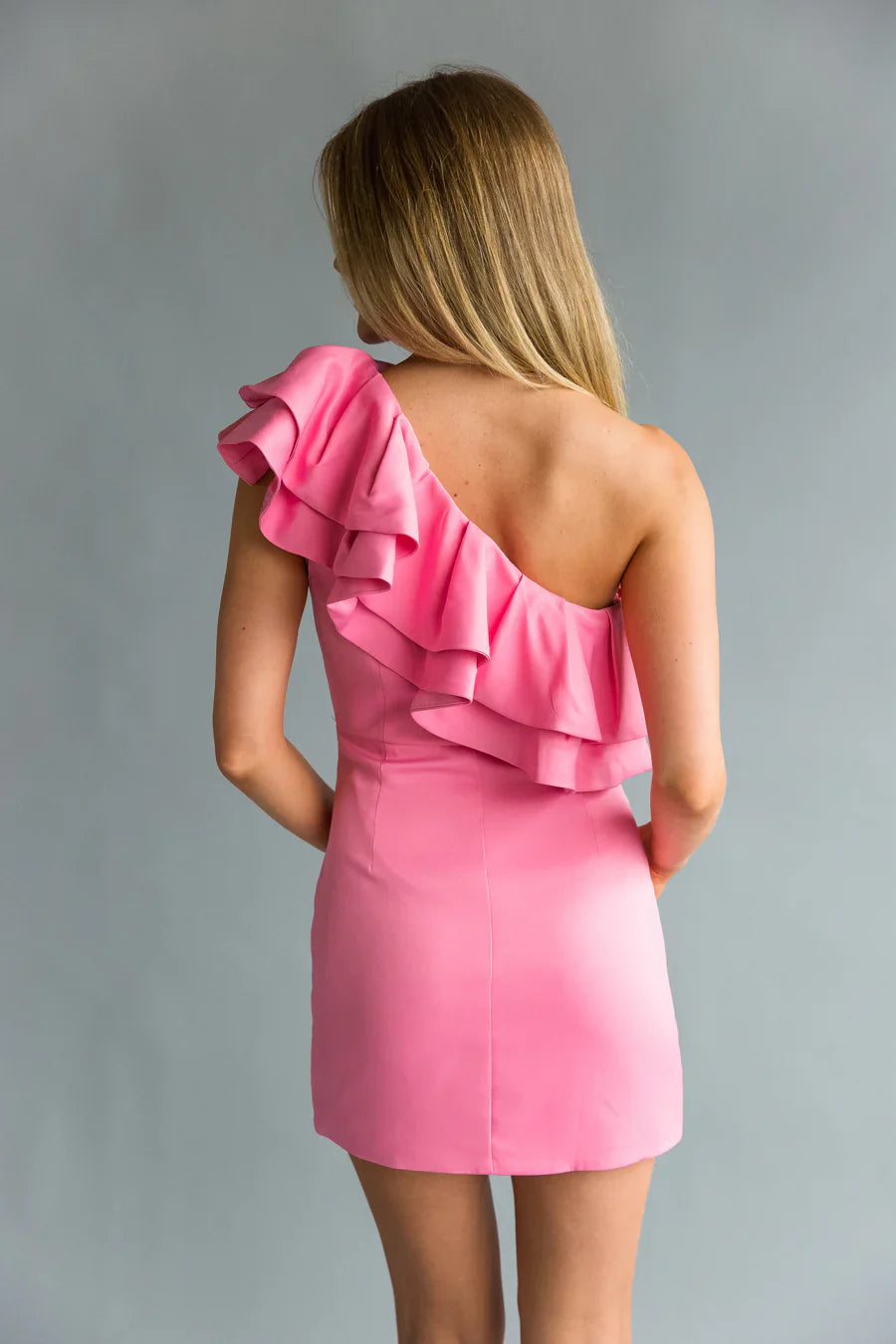Edith One Shoulder Ruffle Mini Dress