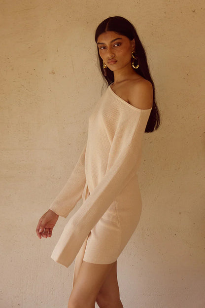 HIMARI KNIT MINI DRESS - SAND