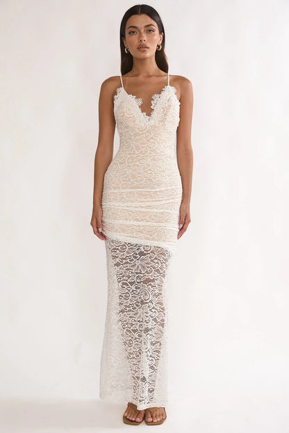Capri Sunset Lace Overlay Maxi Dress White