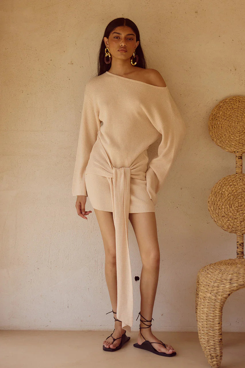 HIMARI KNIT MINI DRESS - SAND