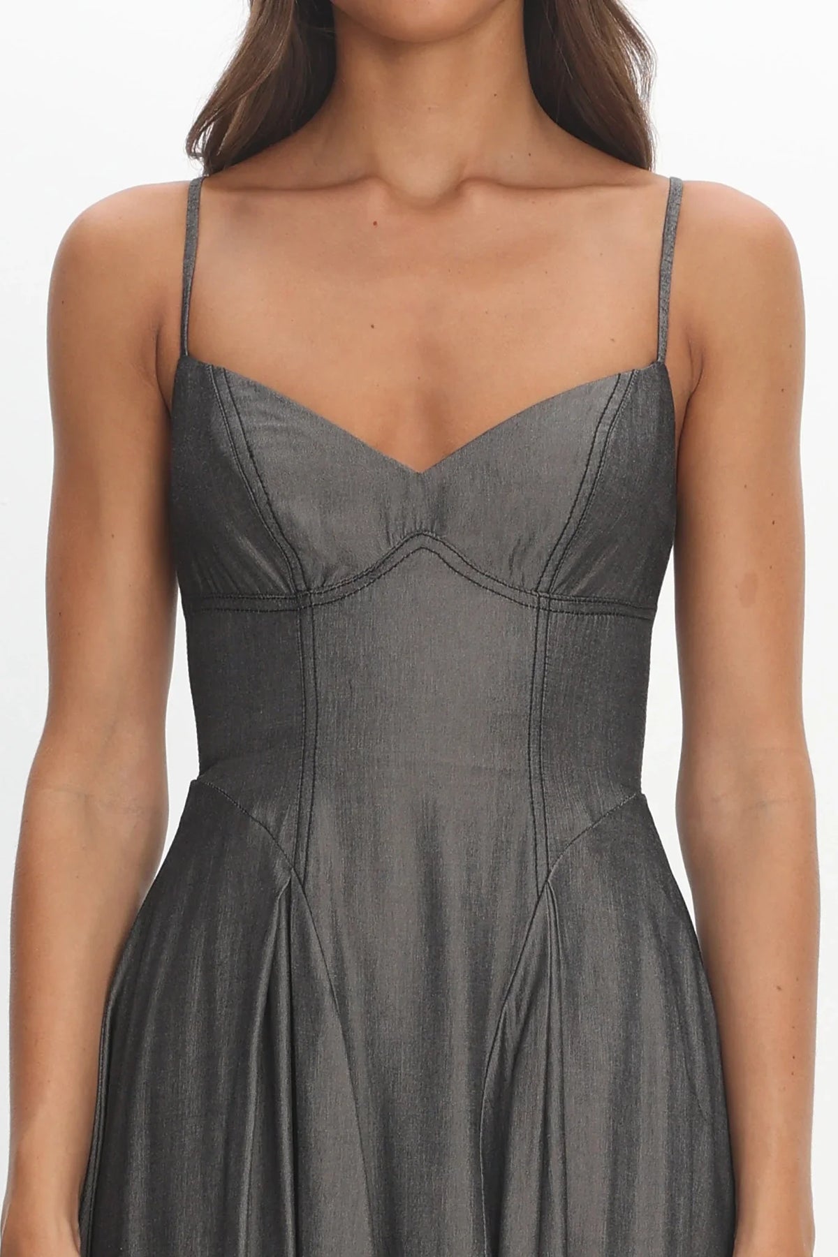 Take It All Cami Strap Midi Dress Charcoal
