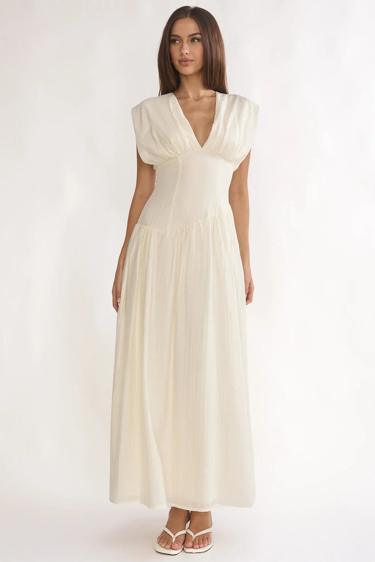 Danicka Asymmetric Waist Maxi Dress Cream