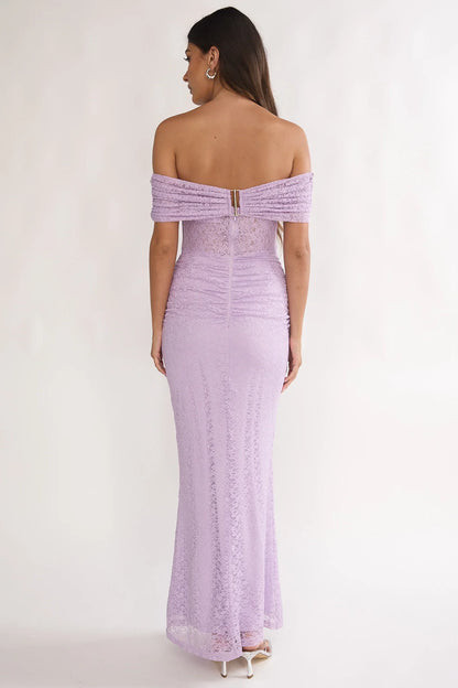 Silver Moon Off-Shoulder Maxi Dress Lilac